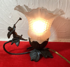 Brass LAMP FAIRY FLOWER Nymph Light Art Nouveau Boudoir Bedroom 6