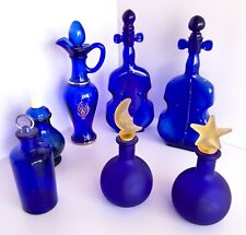 LOT - Vintage Cobalt Blue Perfume Bottles Crescent Moon and Star and others picture