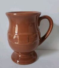 New Longaberger Pottery Woven Traditions Spice Brown Latte Mug Footed  picture