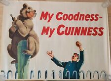 Rare GUINNESS Bear & Zookeeper Vintage Irish Beer Poster Gilroy 1950 30x40 picture