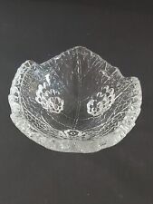 Vtg Fostoria Grape Leaf Pattern Clear Glass Salt Cellar 3 Footed picture