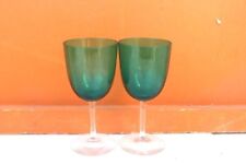 2 Pc Green Glass Old Vintage Antique Drink Ware Home Decor E-78 picture