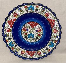 Beautiful Ceramic Handpainted Floral Blue/Multicolored Wall Art Plate, 10” picture