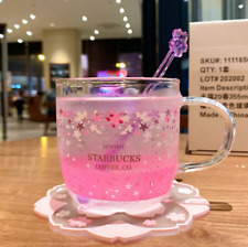 2022 Hot New Starbucks Glass Color-changing Pink Sakura Coffee Cup&Coaster&Rod picture