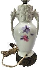 Vintage Ceramic Table Lamp with Hand-Painted Flowers and Ornate Accents. picture