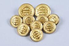 Ten (10) 15/20mm Extremely Fine & Fancy Old Metal Buttons Waterbury Company CT picture