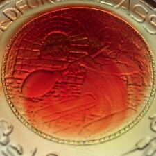 New Bedford Glass Works VTG Amberina Cup Plate Glows Orange Glassblower at Work picture