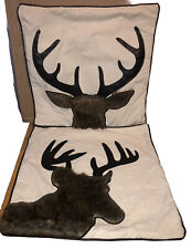 Pair Zip Pillow￼ Covers With Fur Deer 17” x 17”￼ Home Decor picture