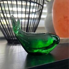 Art Glass Emerald Green Whale Paperweight Animal Figurine 1980s picture