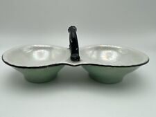 Czechoslovakian Luster Ware Trinket Dish/Bowl Mint And White Excellent Condition picture