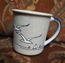 Vtg Otagiri Japan Art Pottery Mug Seagull In Flight W Sailboats Ocean Nautical  picture