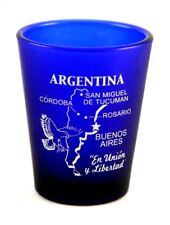 ARGENTINA COBALT BLUE FROSTED SHOT GLASS SHOTGLASS picture