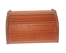 Vintage Rustic Wood Roll Top Breadbox Kitchen Rustic 16 1/2 W x 9 1/2