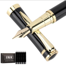 Luxury Fountain Pen FREE Leather Case Business Writing Gift Ink Black picture