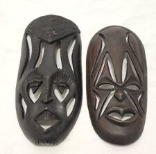 Vintage Set of 2 MCM Tribal African Masks ~  Kenya ~ 12 & 8