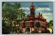 Brunswick GA, Historic Old City Hall, Clock Tower VintageGeorgia c1947 Postcard picture