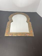 Vintage Moroccan Wall Mirror Copper And Metal Pieced Mediterranean Art Style picture