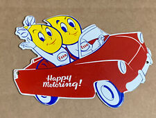 Vintage Style Esso Happy Motoring Die Cut Oil Gas Advertising Porcelain  Sign picture