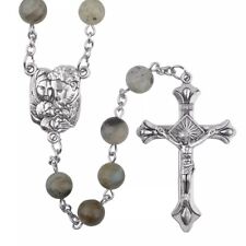 Catholic Town Labradorite 8mm stone beads rosary with Holy family center piece picture