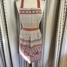 Vintage Kitch Alpine Dancing Figures Full Apron Pink Austria Cotton Embroidered picture