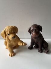 Set Of 2 Lenox Chocolate And Yellow Lab Labrador Retriever Dogs 2002/3 picture