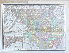 ⫸ 1903 MARYLAND & DELAWARE Rand McNally Antique Map MD DE Single-sided (602) picture