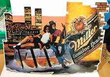 Huge 38x28 Miller MGD Beer Sign,Life in the Cold Lane,Embossed Metal,Cleveland picture