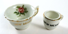 Lot of 2 Vintage Miniature New Mexico Souvenir Gold Rim Tea Coffee Cups picture