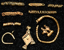 10 Ancient Roman & Greek Gold Ornament Beads Circa 300 BCE - 1st Century AD picture