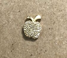 Vintage Tiny Apple Gold Tone Metal Lapel Pin Teacher Gift EUC picture