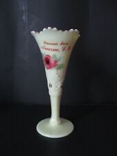 Circa 1905 Souvenir Custard Glass Trumpet Vase Arverne Long Island New York  picture