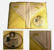 Vtg Baby Crest Towel Washcloth Set Yellow Cotton Shower Gift Photo Easter Bath picture