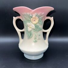 Vtg Hull Art Pottery Wild Flower Vase -Double Handle-Flare top Blue Pink Yellow picture