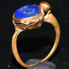 Authentic Ancient Roman Gold Signet Ring with Intaglio Circa 1st-2nd Century AD picture