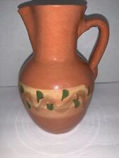 Redware Pitcher Glazed Hand Painted  picture