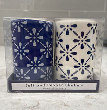 BLUE & WHITE Thirstystone Salt & Pepper Shaker Set 3.5 x 2” Stoneware MSRP $20 picture