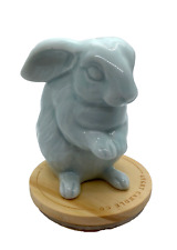 Takahashi Porcelain Blue Rabbit Candle Holder  Spring Bunny Rabbit Bud Vase picture
