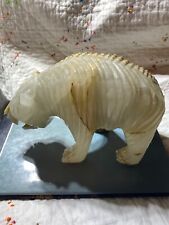 Stunning Multi-Color Stone Aragonite? Carved  Bear Statue picture