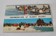 Vintage Postcard Snowmobiling at Blaney Resort Blaney Park Michigan L.L. Cook Co picture