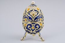 Keren Kopal Blue music Egg  Trinket Box Decorated with Austrian Crystals picture
