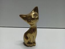 Vintage Solid Brass Cat Figurine Paperweight Made in India picture