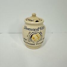 Vintage 1903 Dusseldorfer Lowensenf Ceramic Mustard Jar Crock w/ Lid picture