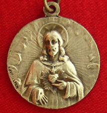 Vintage JESUS SACRED HEART Medal MARY FORGOTTEN SOULS OF PURGATORY By LAVRILLIER picture