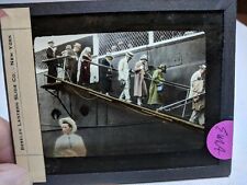 HISTORIC Glass Magic Lantern Slide EMA DeBeers exiting the ship on their Voyage picture