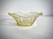 Vintage Cambridge Etched Flower Covered Glass Bowl Yellow picture