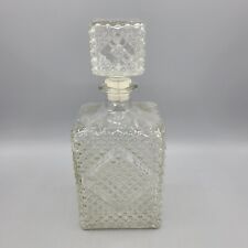 Vintage 1960's Liquor Decanter Clear Glass Diamond Point 9 1/2