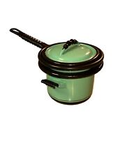 Vintage KOOK KING Ware Enamel Double Boiler Pot Vollrath Green Black USA picture