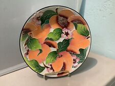 1  J.McCall Enameled Blue Sky Peach Bowl Raised Detail 8” ds17 picture