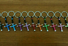 Lot of 100 Horseshoe Nail Disciple Cross Keychain Color Wire picture