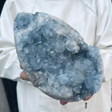 8.3lb Large Natural Blue Celestite Crystal Geode Quartz Cluster Mineral Specime picture